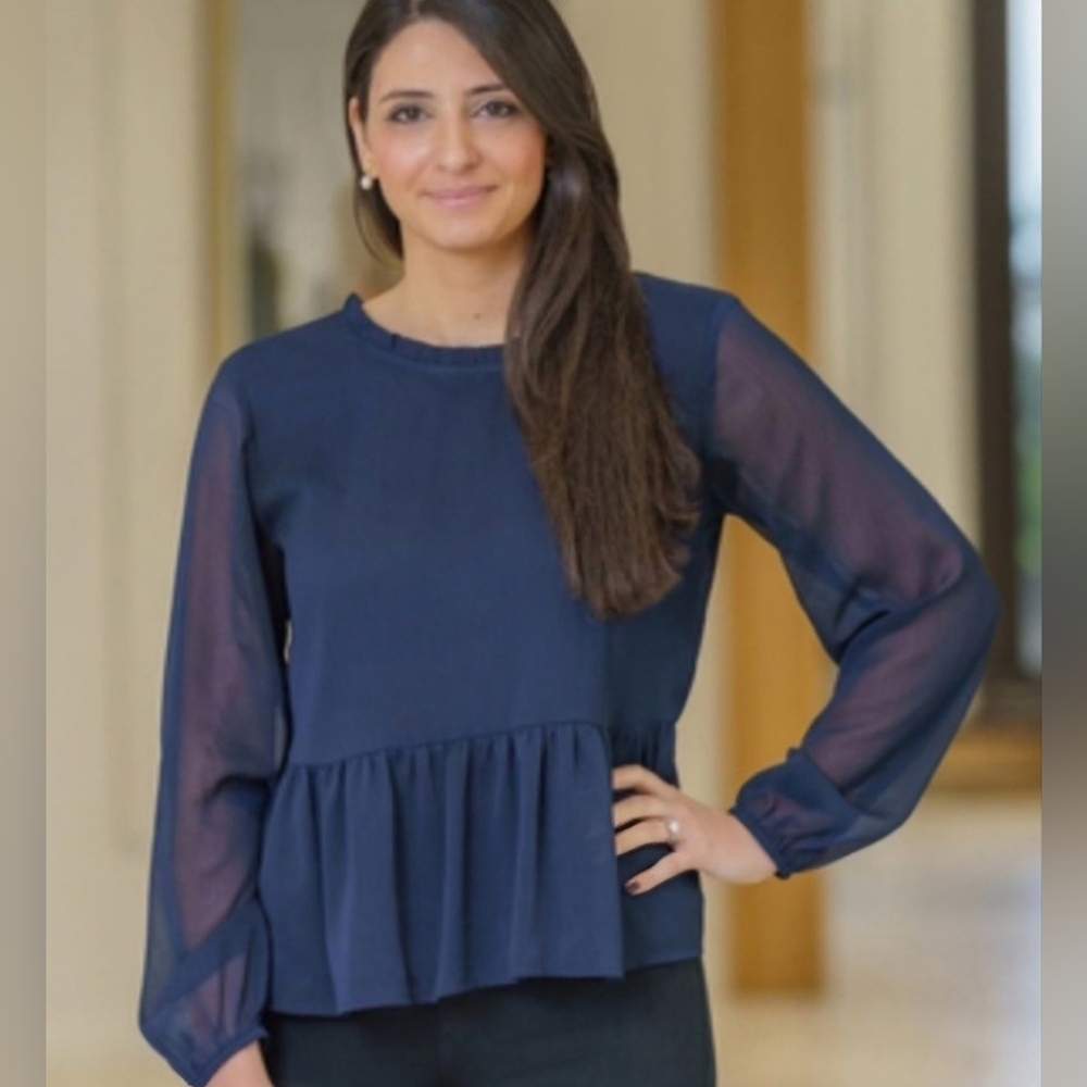 NEW Loft Outlet Chiffon Ruffle Neck Peplum Blouse